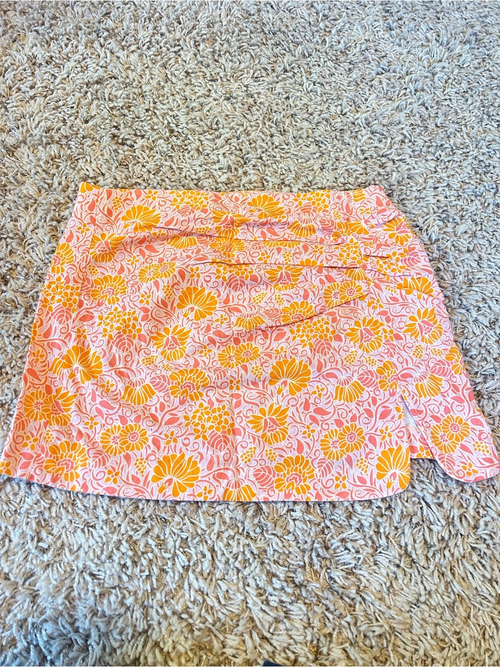 Zara Pink and Orange Floral Mini Skirt
